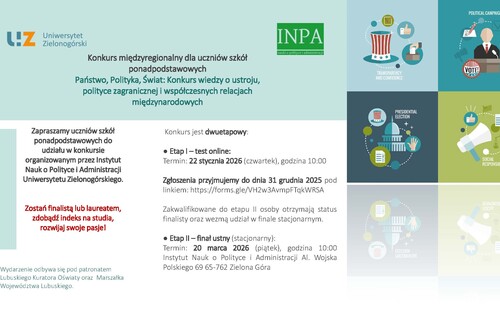 Zapraszamy na konkurs międzyregionalny "Państwo, Polityka, Świat: Konkurs wiedzy o ustroju, polityce zagranicznej i współczesnych relacjach międzynarodowych".